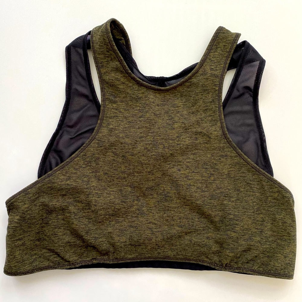 Free People Movement Black & Olive Green Sports Bra